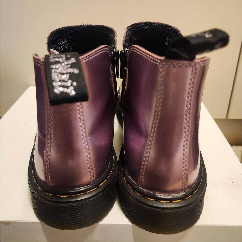 Dr. Martens 2976Y Metallic Pink Leather Glitter Gore Chelsea Boots Womens 7/38 - Picture 4 of 9
